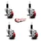 Service Caster 3'' Red Poly Swivel 1-1/4'' Expanding Stem Caster Set with Brake, 4PK SCC-EX20S314-PPUB-RED-TLB-114-4 - alternate 3
